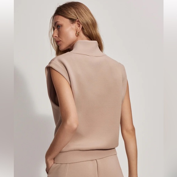 Varley Loretta Half-Zip Taupe DoubleSoft Sleeveless Top. Never Worn. Like New. - Picture 3 of 8
